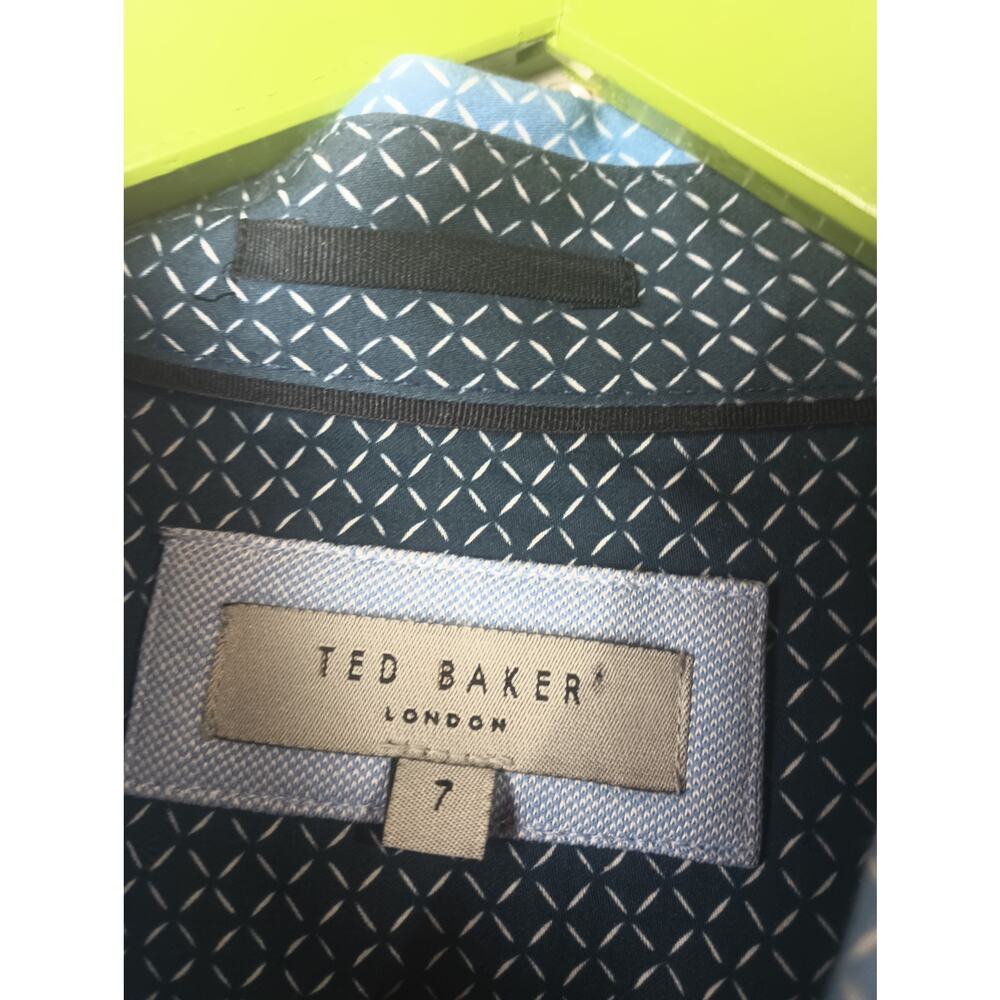 Ted Baker London Blue Polo Shirt Collar Preppy Career Short Sleeve Men's Size 7 - Picture 4 of 6